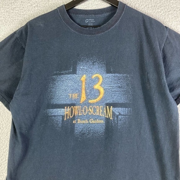 Busch Gardens Howl O Scream The 13 Halloween T-Shirt Mens Sz Large Black Graphic - Picture 7 of 8